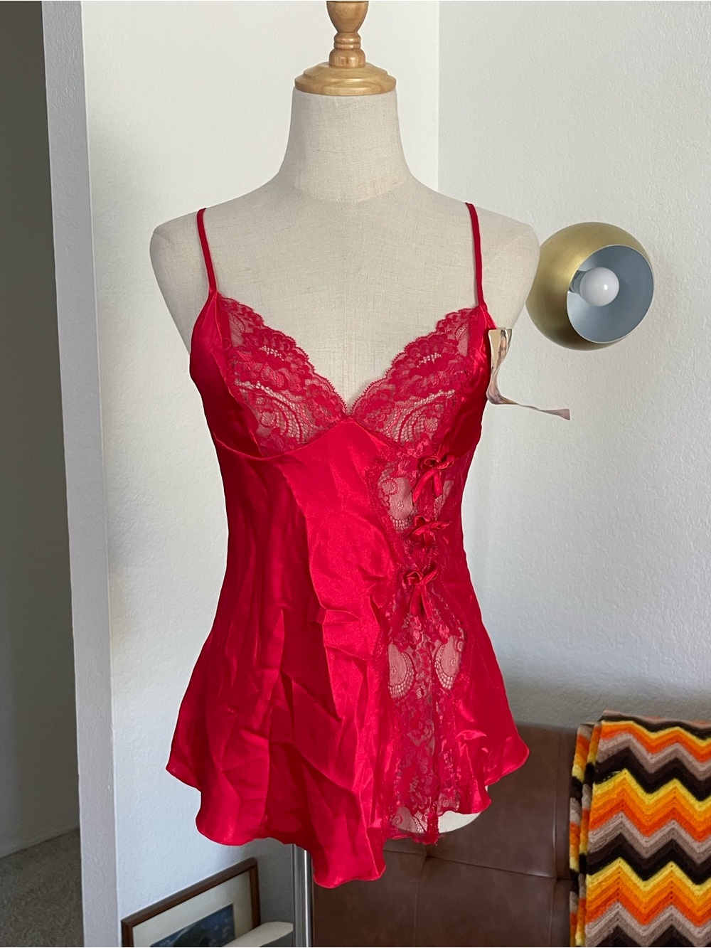 NWT Shirley of Hollywood Coquette Lace Satin Babydoll Mini Slip
